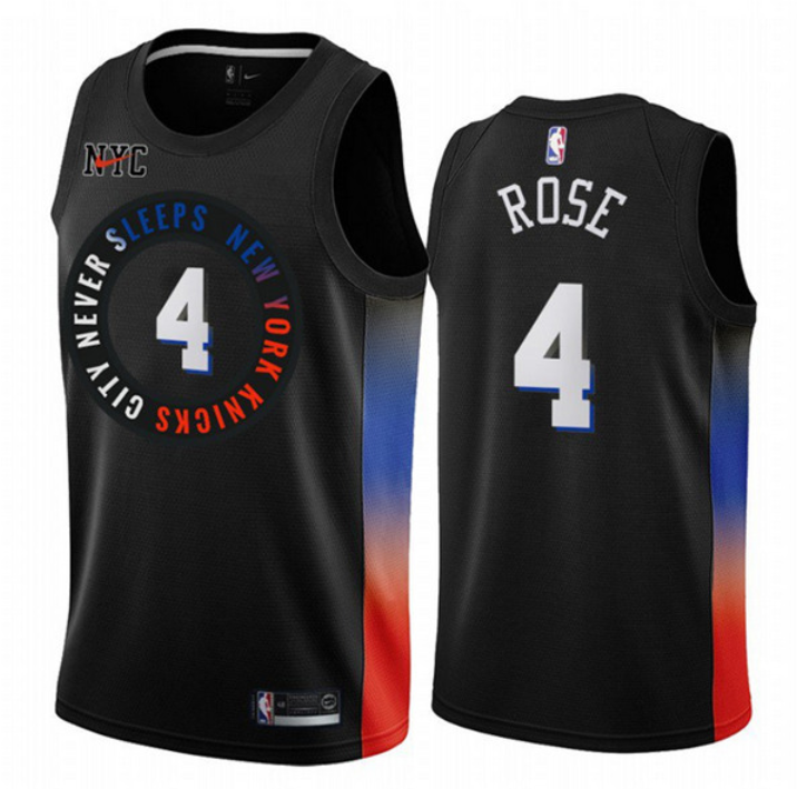 New Yok Knicks #4 Derrick Rose 2020 Black City Edition Stitched Swingman Jersey New Yok Knicks #4 Derrick Rose 2020 Black City Edition Stitched Swingman Jersey